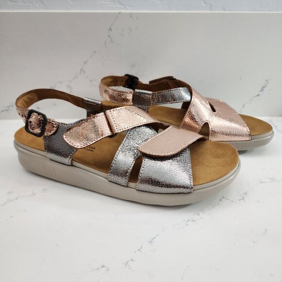 NWOT SAS Huggy Metallic Hook and Loop Adjustable Comfort Sandal Size 10 - Picture 4 of 9
